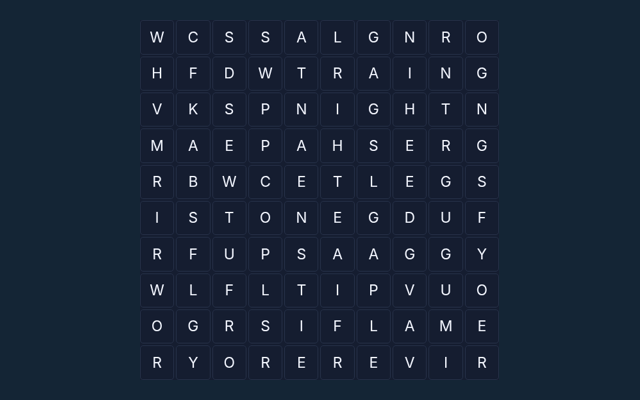 Word Search game board